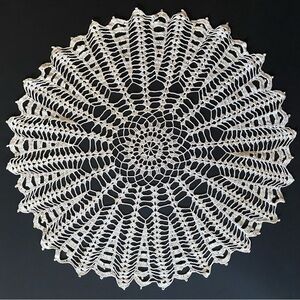 Vintage Crochet Lace Doily 19” Round